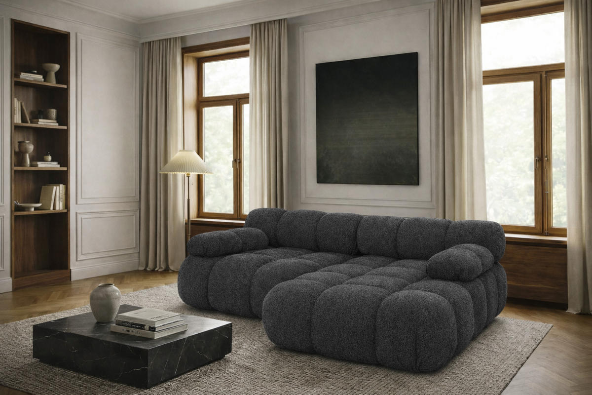 CHAISELONGUE Modular, Veloursstoff Salvador, Rosa, Rechts, Selia - Graphitfarben/Rosa, Holz (190/160cm) - Kaiser Möbel