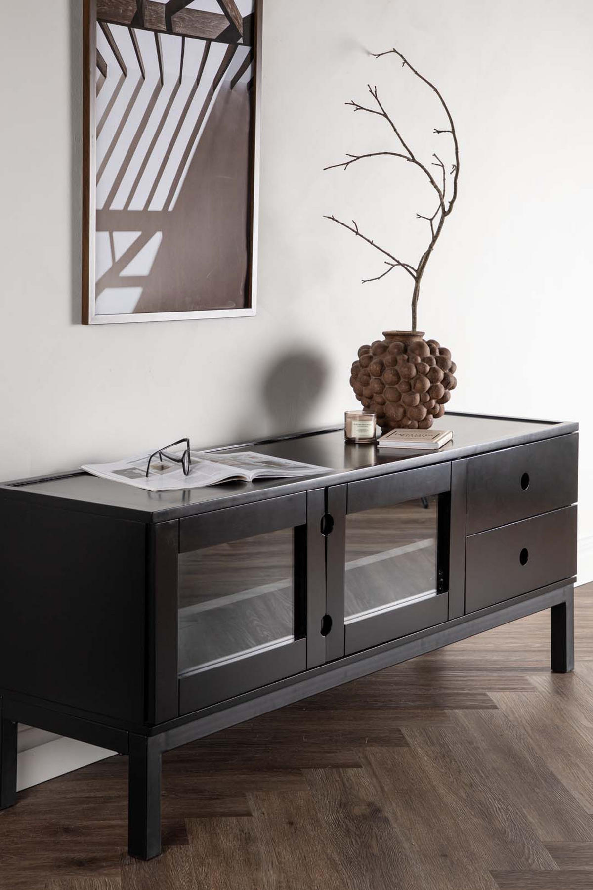 SIDEBOARD Schwarz - Schwarz, Holzwerkstoff (150/57/40cm) - ebuy24
