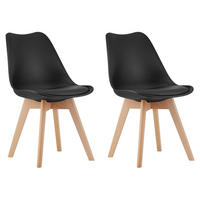 STUHL DOZZA 2-er Set, Schwarz Kissen aus Kunstleder - Schwarz, Holz/Kunststoff (49/82/43cm) - Komodee