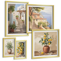 BILDER SET 5er Set - 50x50 cm & 20x30 cm & 40x60 cm Goldrahmen - Blumen in einer Vase, ein Meer aus Zitronen - Goldfarben, Kunststoff (40/60cm) - TULUP