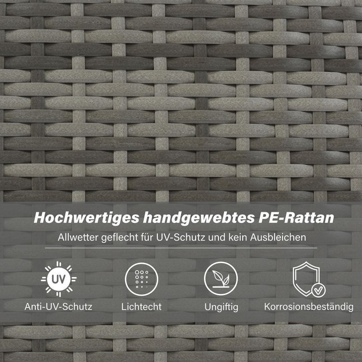 GARTENLOUNGE-SET mit Sonnendach, Wetterfest - grau - Grau, Metall - KOMHTOM