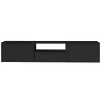 TV-LOWBOARD hängend, 3 Klappen und Ablage, Schwarz, 150 cm - Schwarz, Holzwerkstoff (150.1/30/30cm) - Selsey