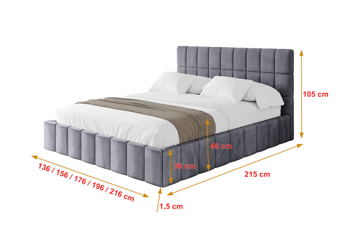 POLSTERBETT mit Bettkasten und Lattenrost, Boxbett ohne Matratze - AMEA 120x200 Dunkelgrau - Dunkelgrau, Holzwerkstoff/Textil (120/200cm) - ALTDECOR
