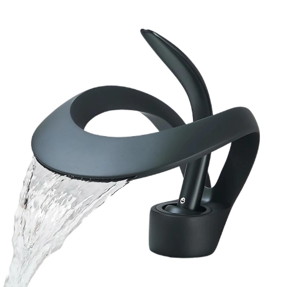 WASCHTISCHARMATUR Einhebelmischer für heißes und kaltes Wasser, Schwarz - Schwarz, Metall (16.5/13.7/8cm) - Kaket