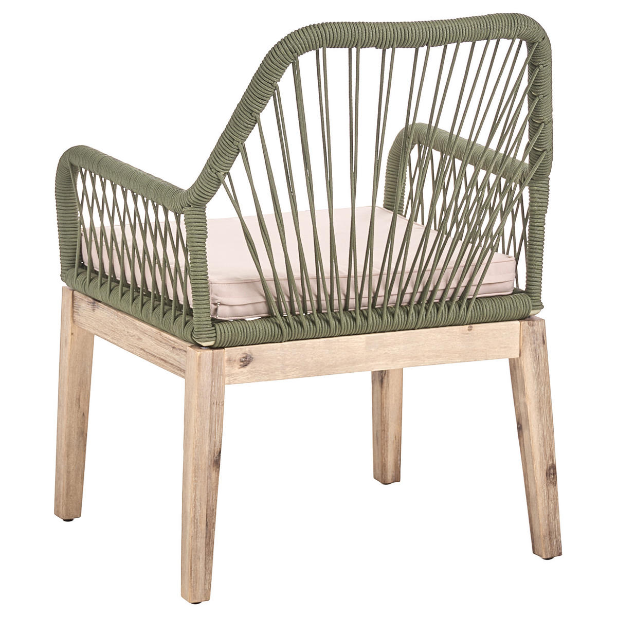 GARTENSTUHL 2er-Set und Sitzkissen Olivgrün Olbia - Beige/Braun, Holz (64/89/71cm) - Beliani