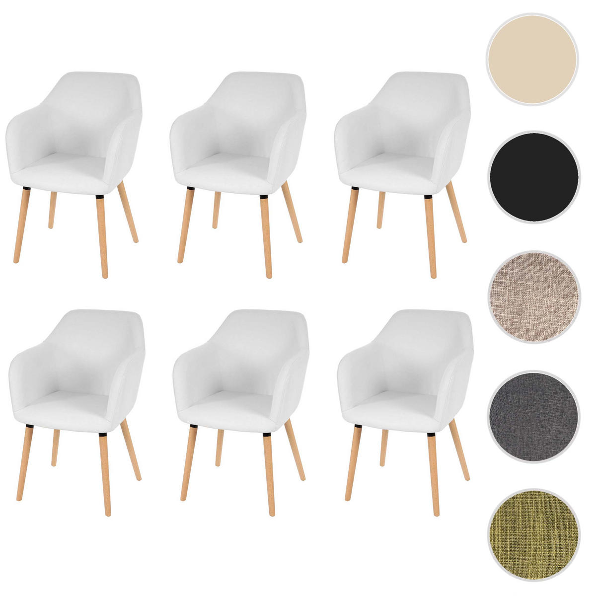 ESSZIMMERSTUHL Weiß 6er-Set - Weiß, Textil (58/88/64cm) - MCW