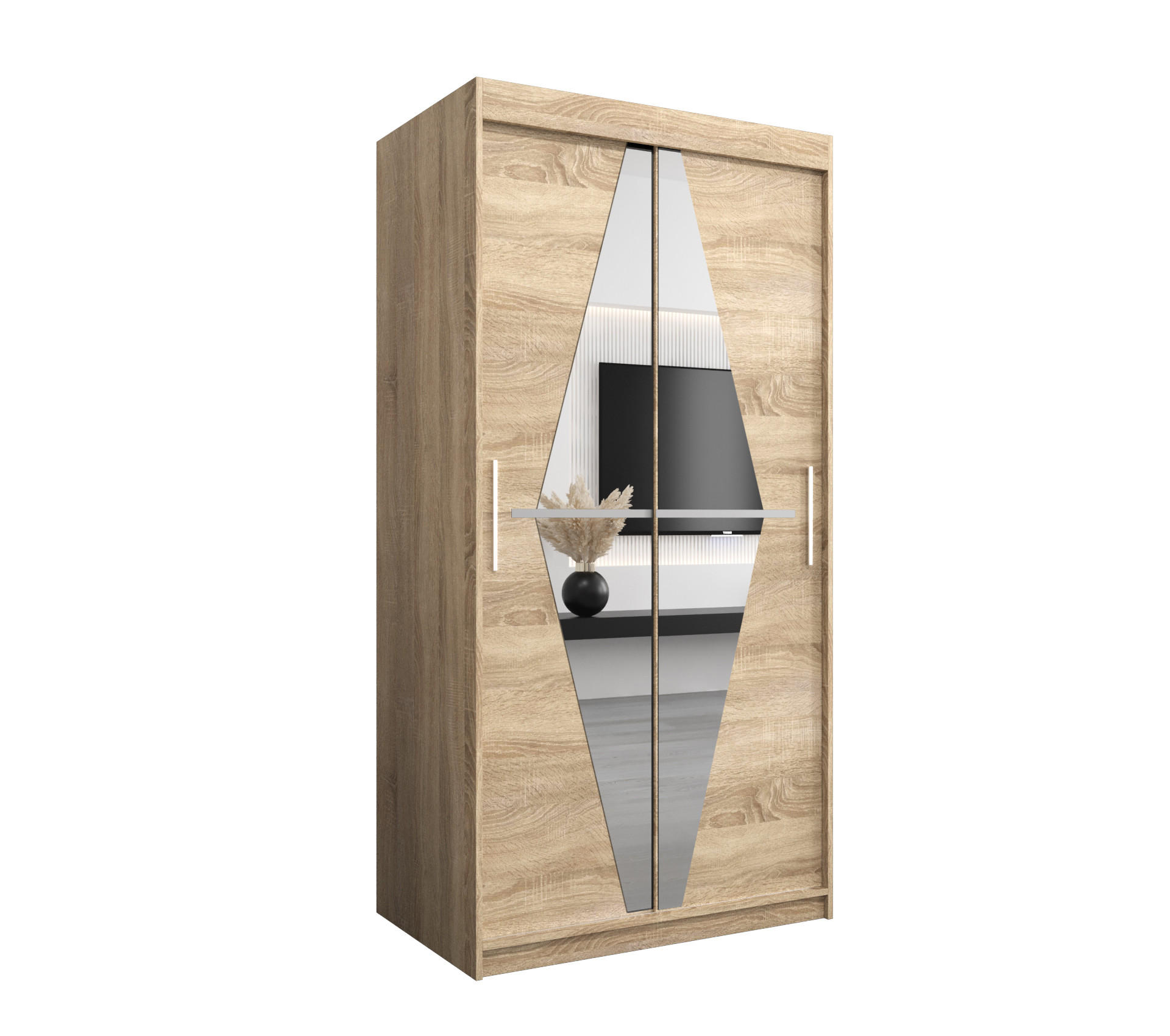Möbel Kryspol Schwebetürenschrank Sonoma Eiche 100x200x62 cm