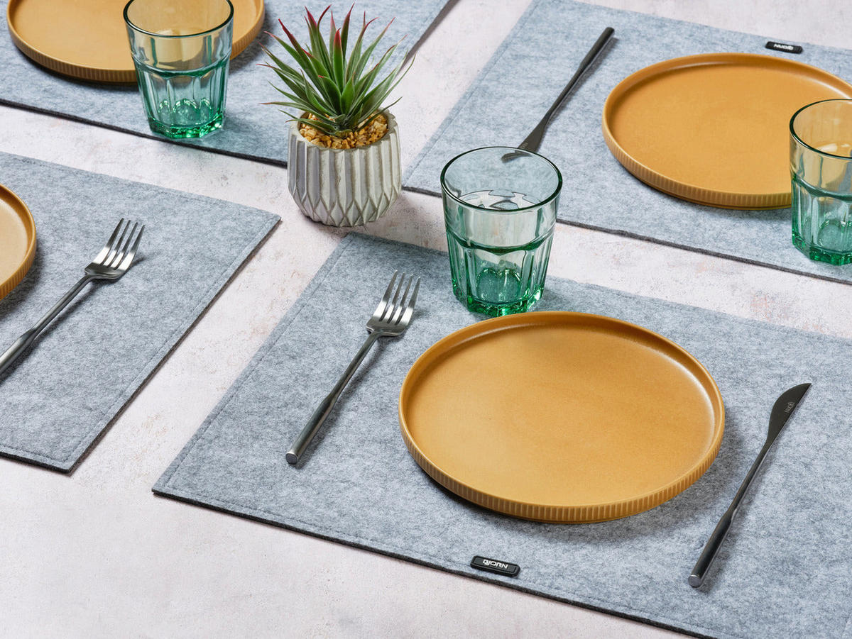 TISCHSET - 6er-Set - Recycelter Filz in Grau - Grau, Textil (33/45cm) - Björn