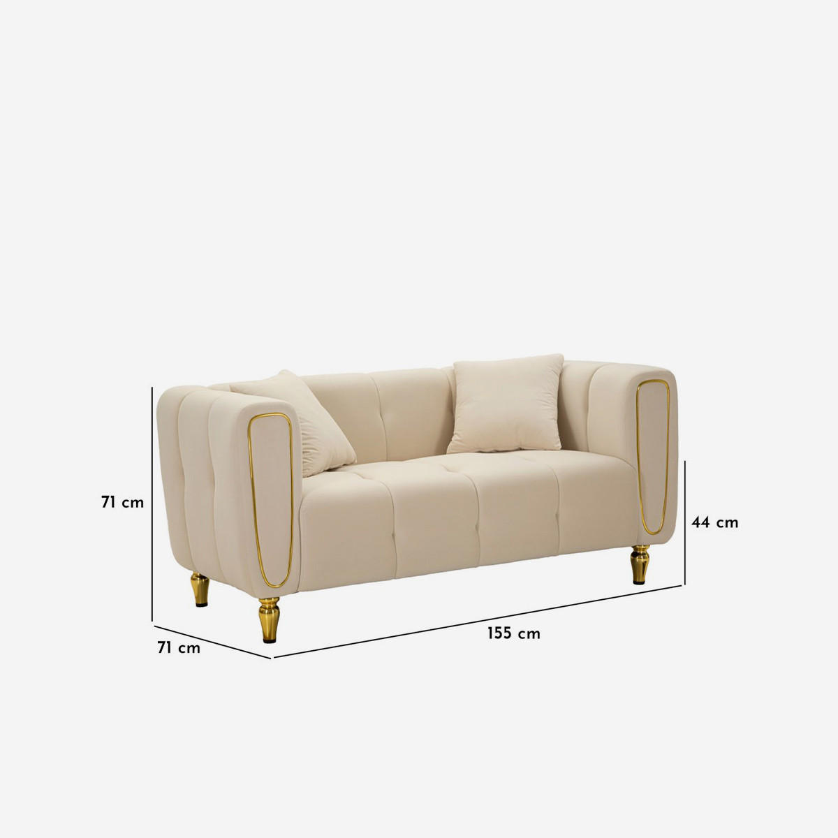 2-SITZER Sofa Samt Alma - Grau - Grau, Textil (81/71/155cm) - Pasmara