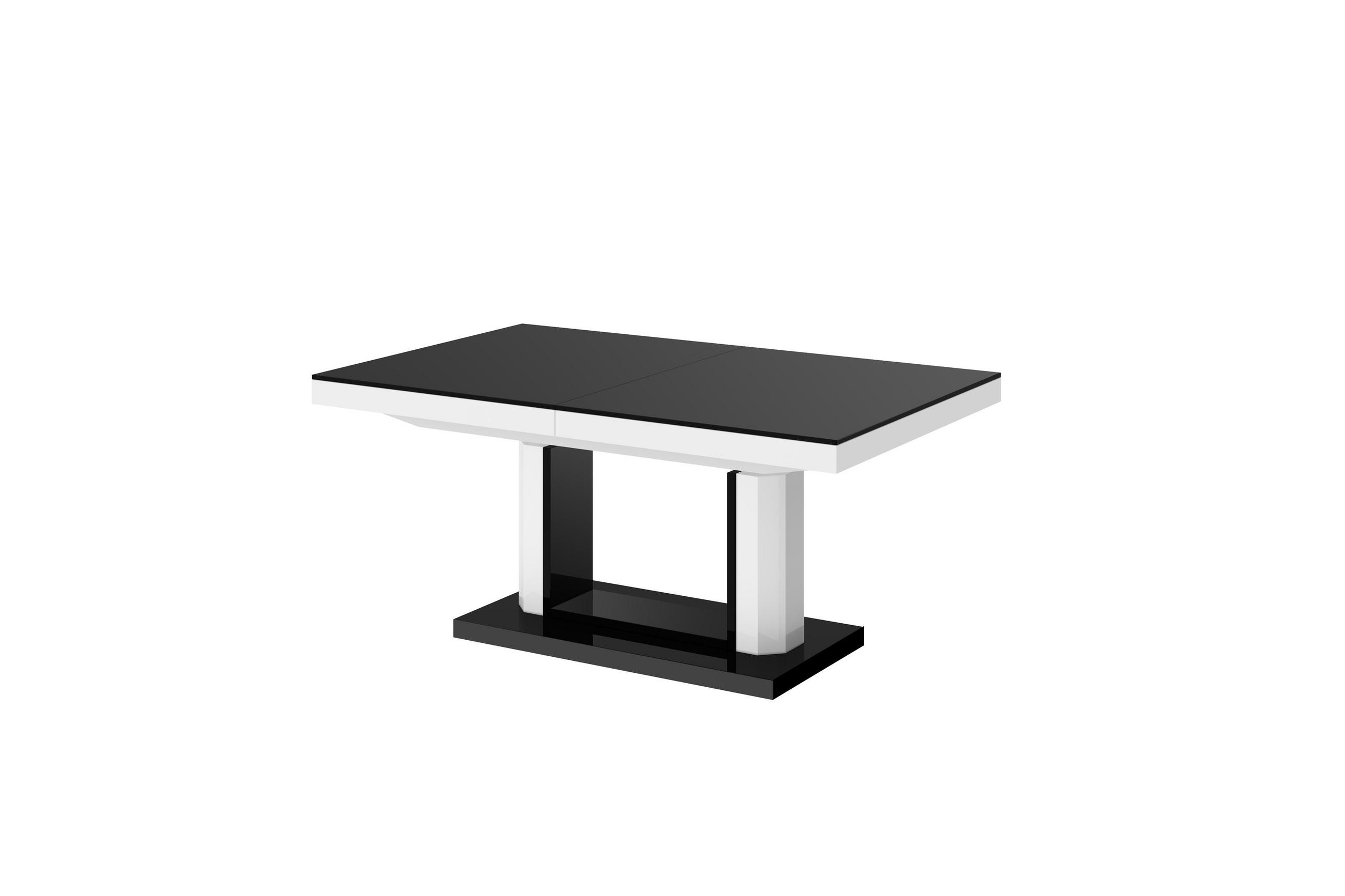 designimpex Couchtisch Schwarz Hochglanz, Weiß Hochglanz 120x54x75 cm
