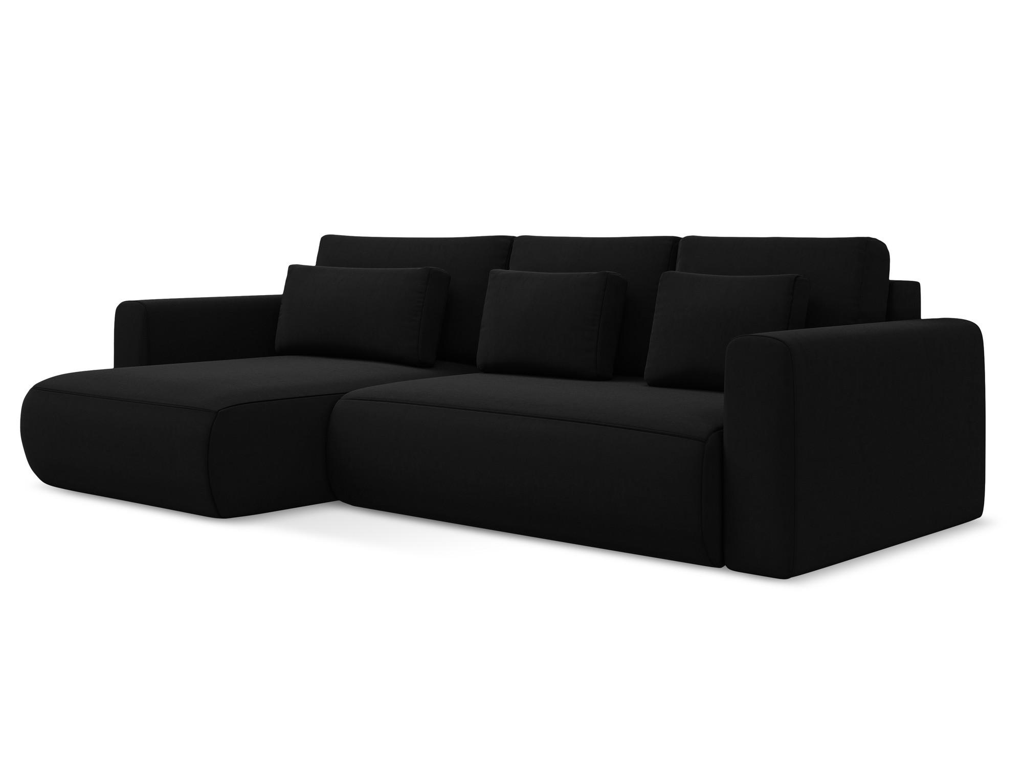 ECKSOFA mit Schlaffunktion Samt Stoff Schwarz - Schwarz, Kunststoff/Textil (149/278cm) - Makamii