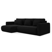 ECKSOFA mit Schlaffunktion Samt Stoff Schwarz - Schwarz, Kunststoff/Textil (149/278cm) - Makamii