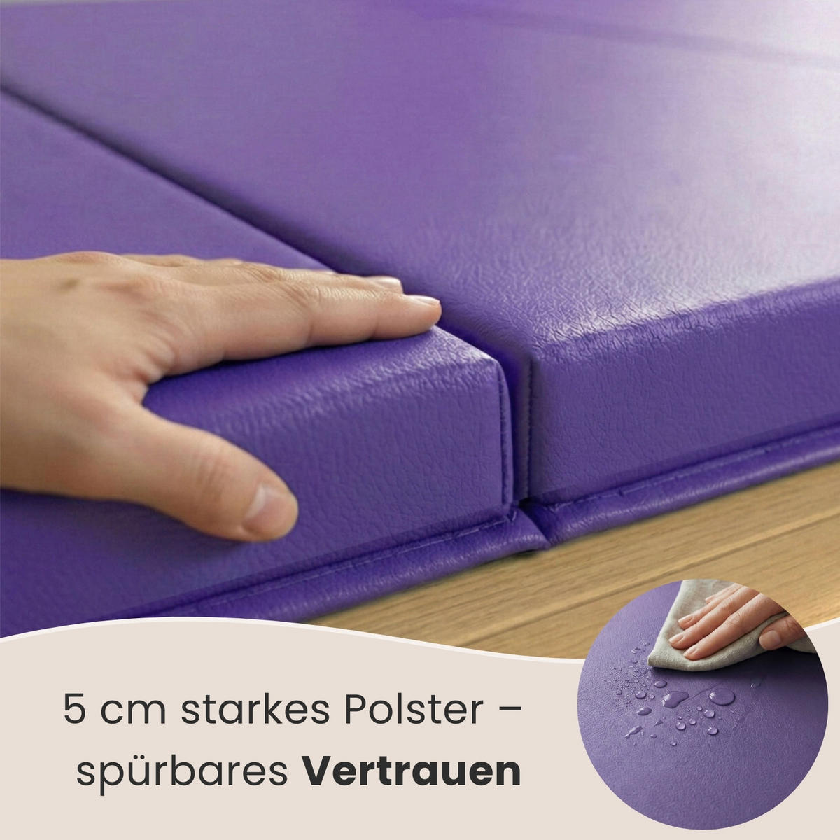 GYMNASTIKMATTE zum Wenden - 180/60/5 cm Faltbare Turnmatte - Lila, Kunststoff (60/180cm) - eyepower