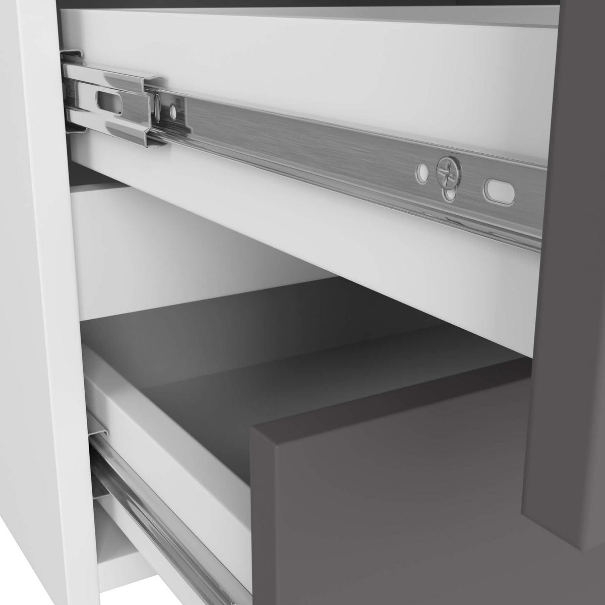 KOMMODE CL100 6 Schubladen, Weiß-Grau, 35x100x57 cm - Weiß/Grau, Holz (100/57/35cm) - Milordbikes