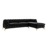 ECKSOFA Chesterfield Lexi Schwarz Samt, Ottomane rechts - Goldfarben/Schwarz, Holz/Textil (305/200cm) - S-Style Möbel