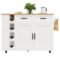 KÜCHENINSEL 131,5/43/90,7 cm weiß natur mit Steckdosenleiste und Klappplatte - Weiß, Holzwerkstoff (131.5/90.7/43cm) - OKWISH
