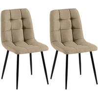 STUHL 2er Set Stoff Taupe - Taupe/Schwarz, Textil/Metall (45/84/55cm) - CLP