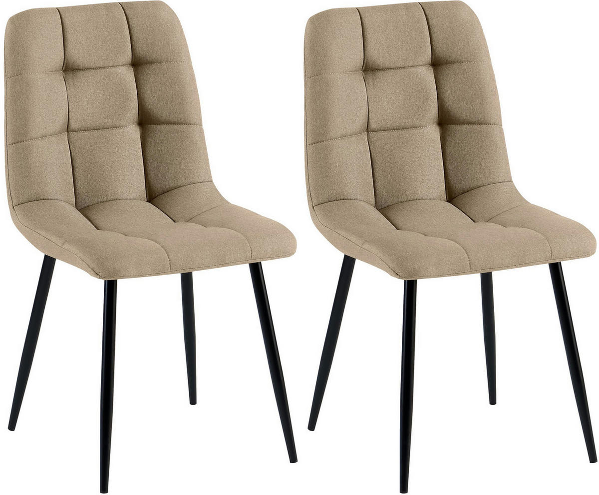 STUHL 2er Set Stoff Taupe - Taupe/Schwarz, Textil/Metall (45/84/55cm) - CLP