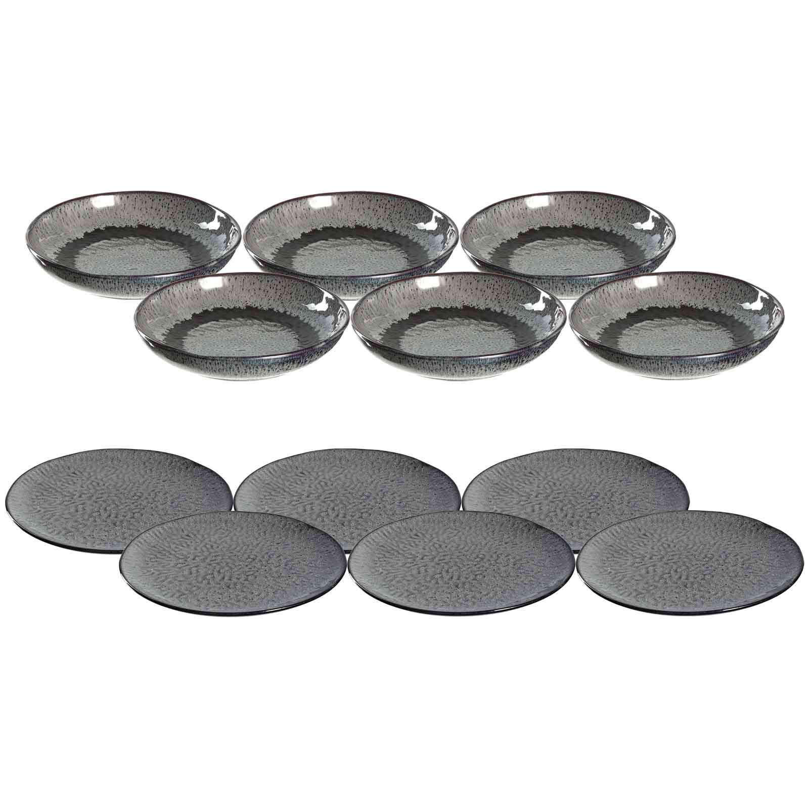TAFELSERVICE Matera anthrazit 12er Set - Anthrazit, Keramik (1/1/1cm) - Leonardo Living