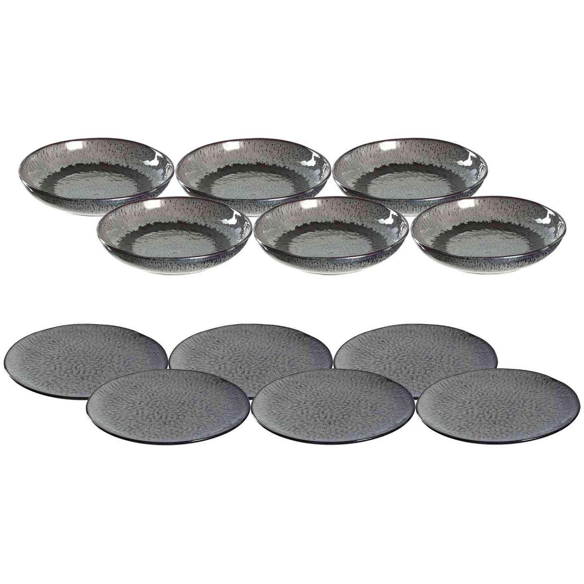 TAFELSERVICE Matera anthrazit 12er Set - Anthrazit, Keramik (1/1/1cm) - Leonardo Living