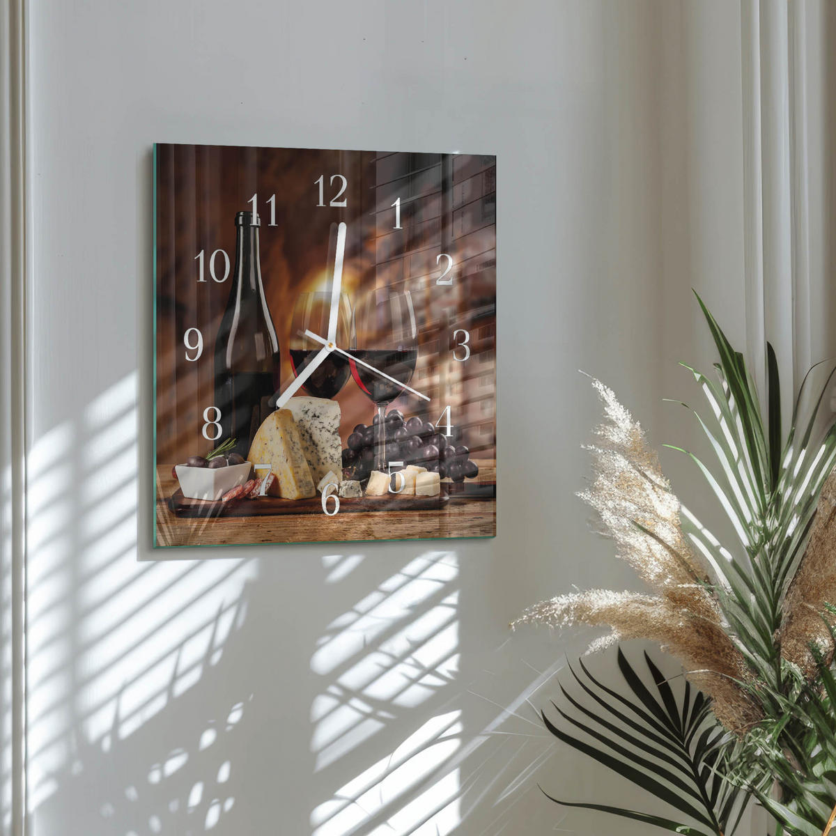 WANDUHR 30x30 cm - Wein - Braun, Glas (30/30/0.4cm) - TULUP