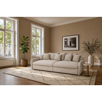 BIGSOFA Hereford XXL Flachgewebe Beige inkl. 12 Kissen 274/131/61 cm - Naturfarben, Kunststoff/Textil (274/61/131cm) - foamnova