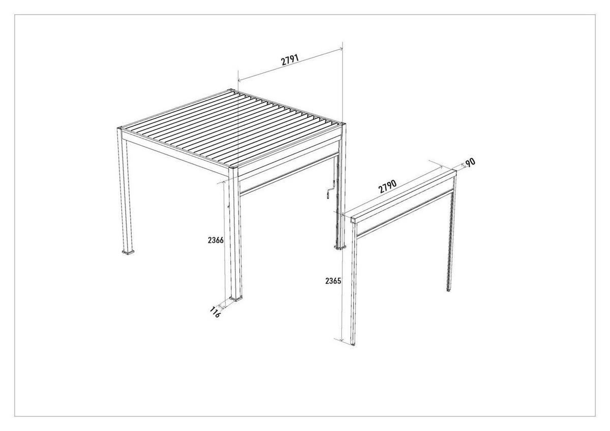 SONNENROLLO für Deluxe Pergola 3m Graphitgrau - Anthrazit, Metall (300/236/7cm) - WEIDE