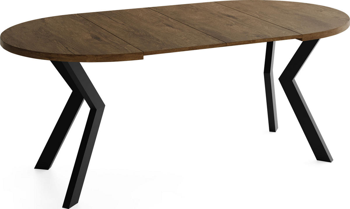 ESSTISCH Savio rund ausziehbar verlängerbar XXL, Eiche Braun Rustikal 100-200/100/77 cm - Alteiche/Schwarz, Holz/Holzwerkstoff (100/100/77cm) - WFL GROUP