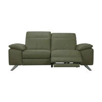 2-SITZER Sofa Genius Echtleder mit 1 x Relaxfunktion Olivgrün - Olivgrün, Leder/Metall (180/80/104cm)