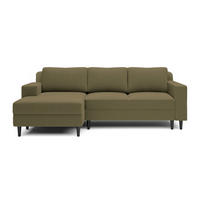 ECKSOFA Nalika Olivgrün Velours - Schwarz/Olivgrün, Holz/Textil (230/143cm) - Selsey