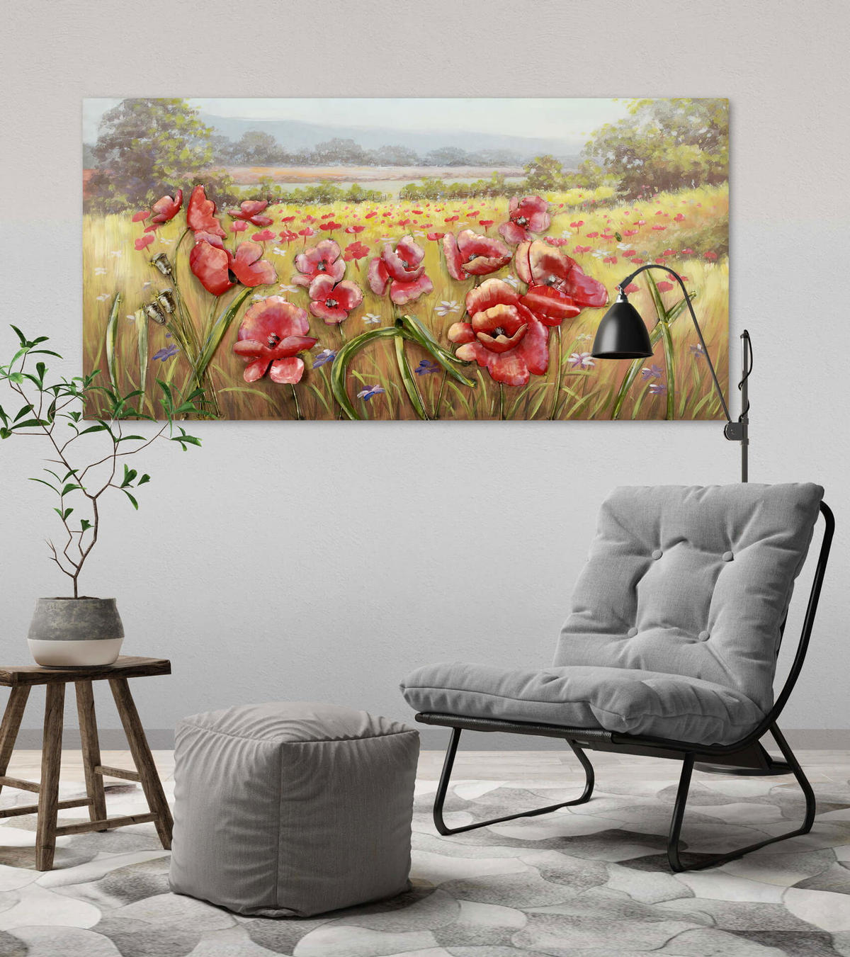 METALLBILD Rot 120/60 cm - Rot/Grün, Metall (5/60cm) - KUNSTLOFT