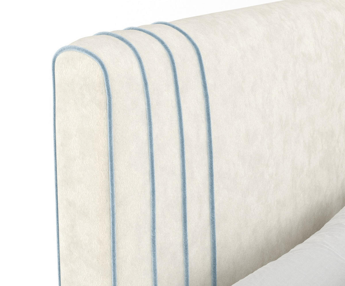 BOXSPRINGBETT Casone Creme/Blau Grau 140/200 cm mit Latex-Topper - Silberfarben/Blaugrau, Holz/Holzwerkstoff (140/200cm) - Maison de Reve