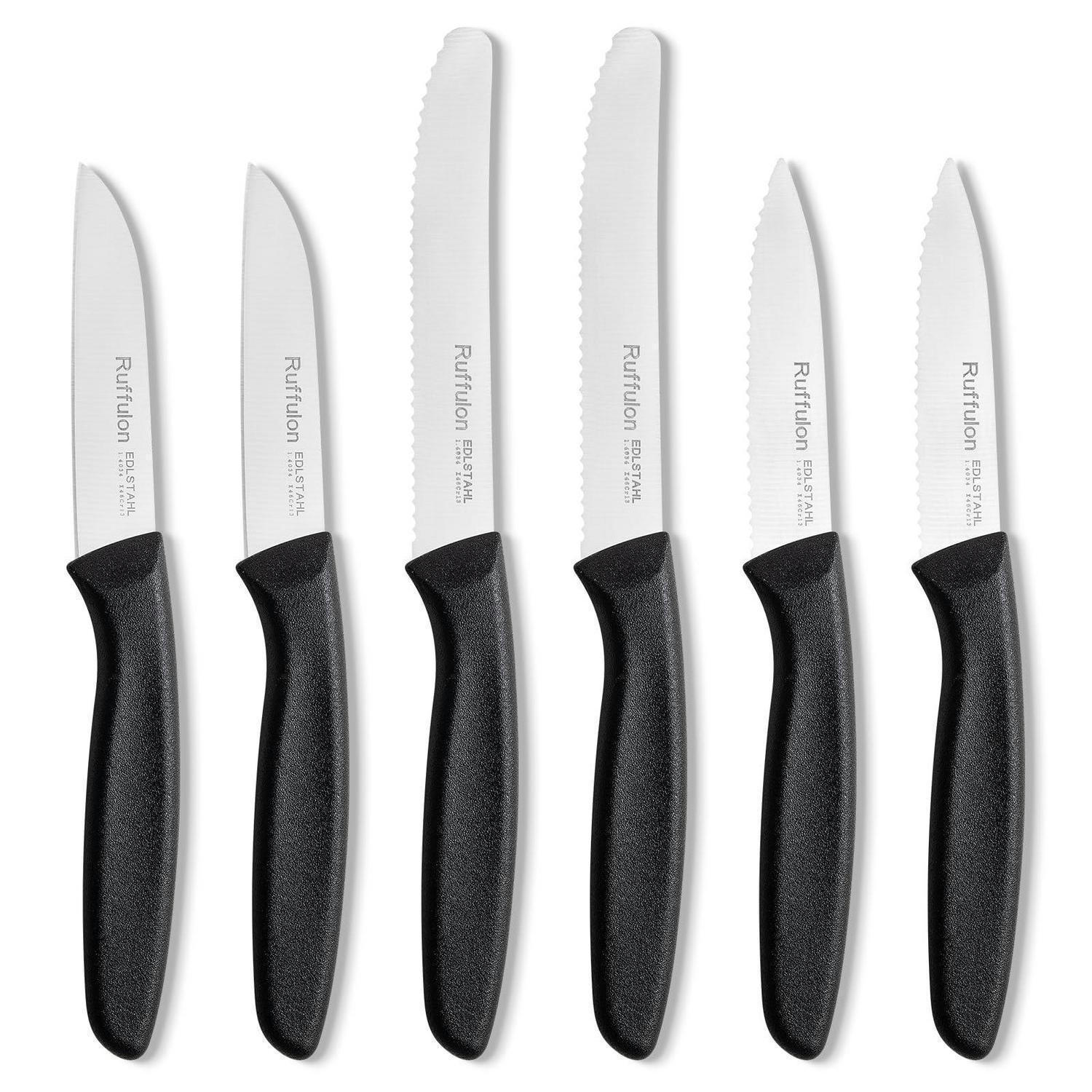 KÜCHENMESSERSET 6-teilig Edelstahl Schwarz - Hellgrau, Metall (18.8cm)