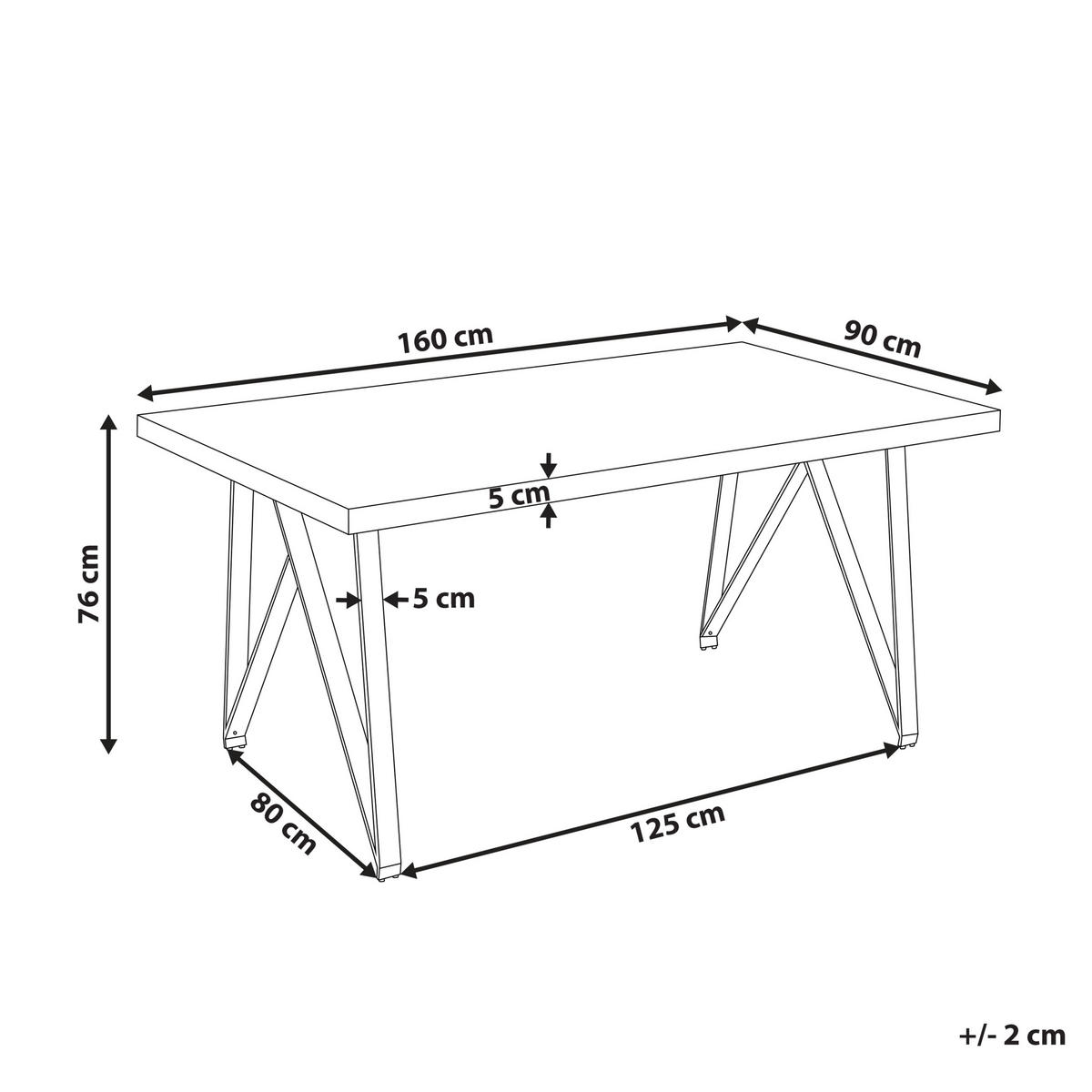 ESSTISCH 160/90/76 cm Weiß grau Rechteckig Grieger - Weiß, Holzwerkstoff (160/90/76cm) - Beliani