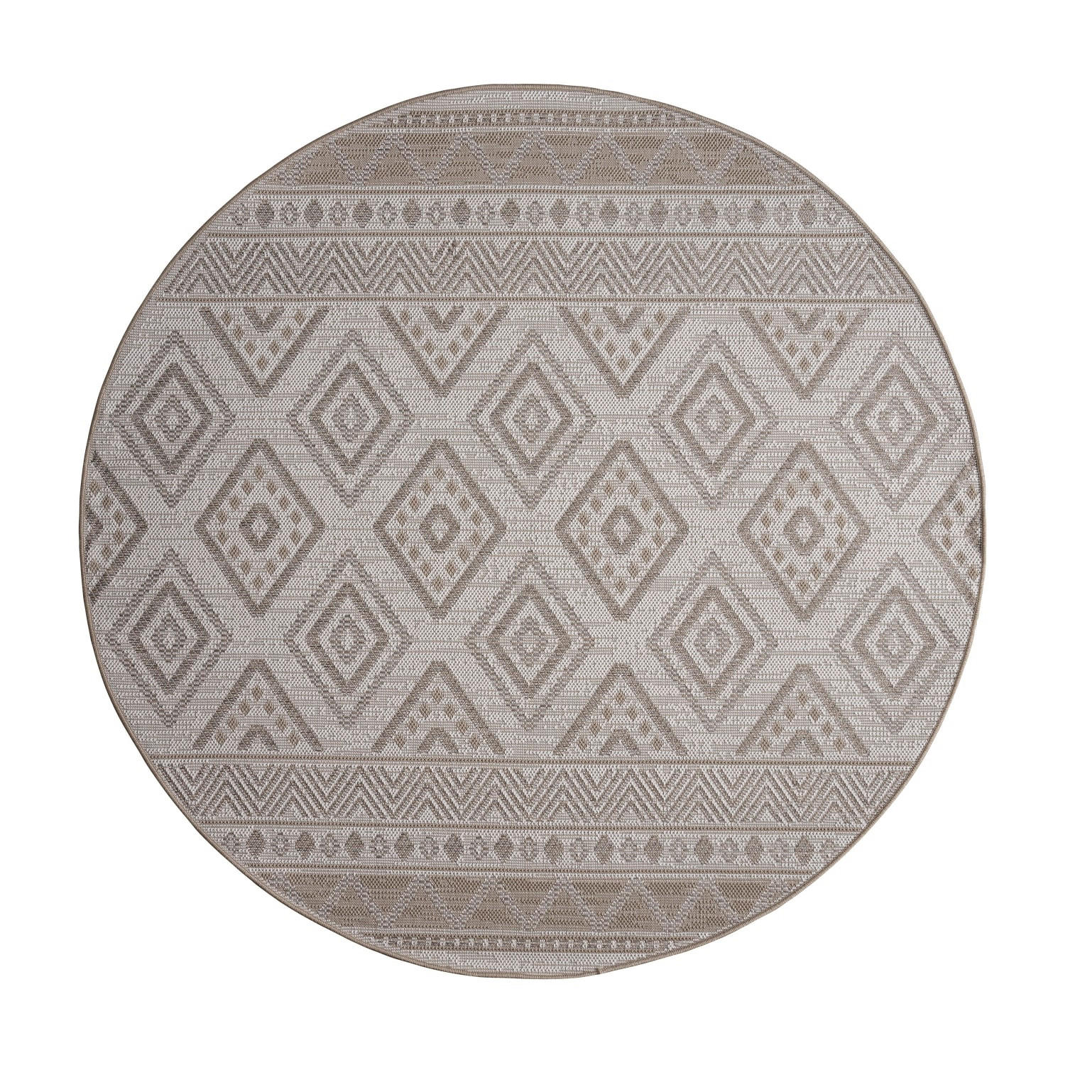 TEPPICH Kurzflor Rauten Wohnzimmer schmutzabweisend Beige Rund 200D - Beige, Textil (200/200cm) - KADIMA DESIGN