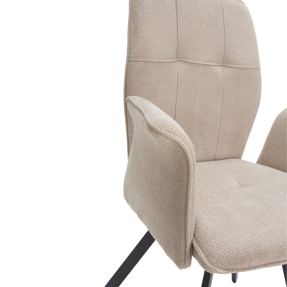 SESSEL (Set aus 2) aus stoff mit schwarzen metallbeinen - mery 62/60/47 cm - Beige, Textil (60/47/62cm) - Calicosy