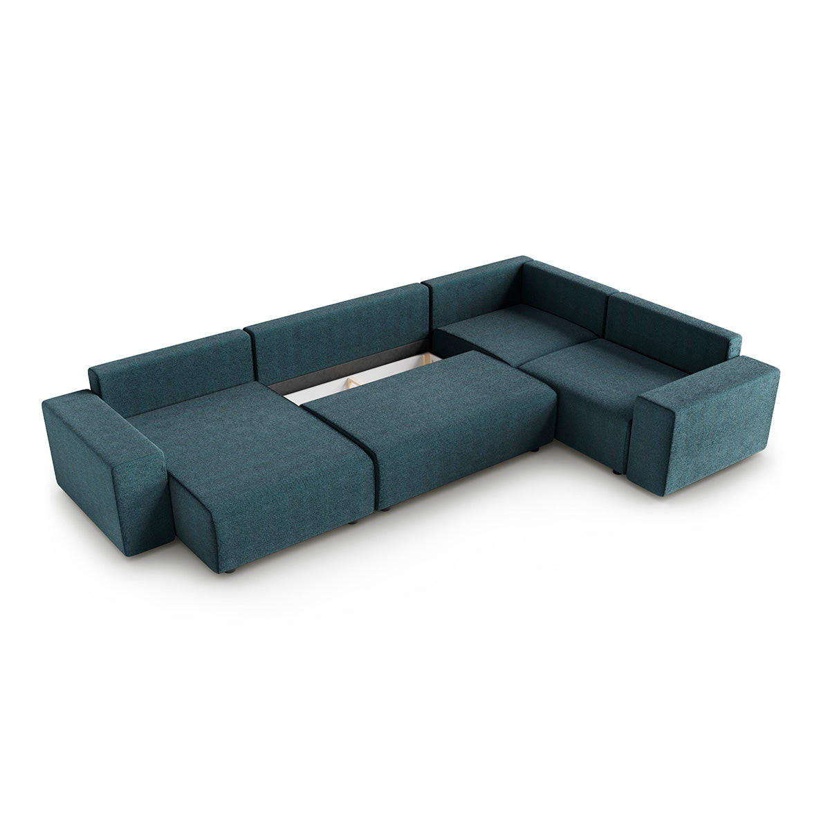 PANORAMASOFA Lorenzo 5 Sitzplätze Blau - Blau, Holz (378/85/236cm) - Petits-meubles