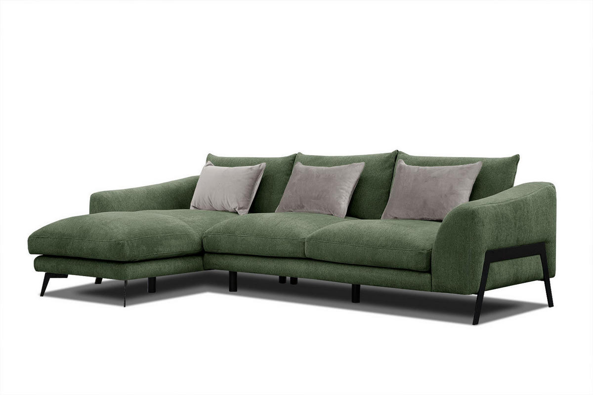 ECKSOFA WINTER 4-Sitzer, dunkelgrün - Dunkelgrün/Schwarz, Holzwerkstoff/Textil (158/269cm) - Courtois Laville