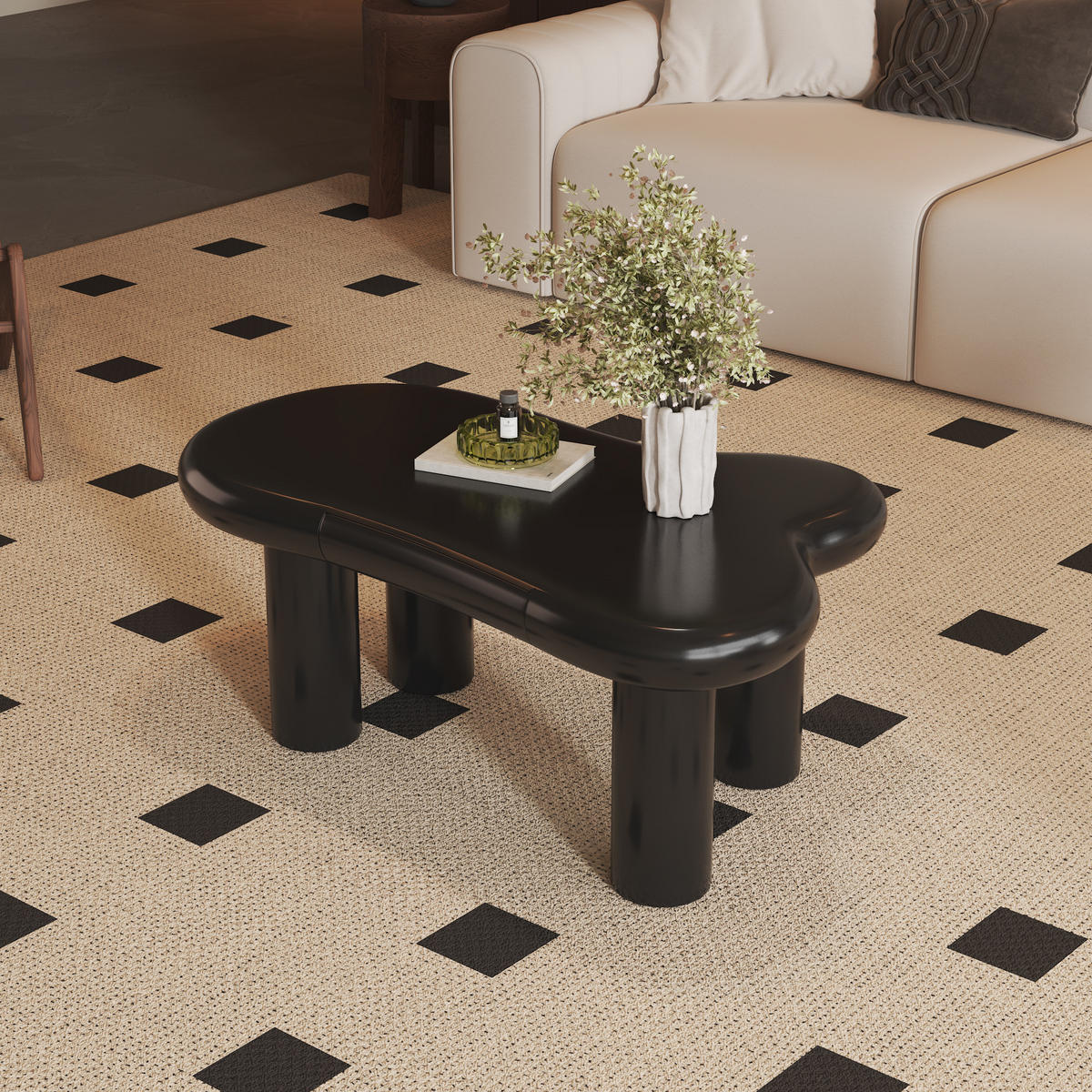 COUCHTISCH Wolkenform LED 16 Farben schwarz - Schwarz, Holz (65.5/98/40cm) - LEBENLANG