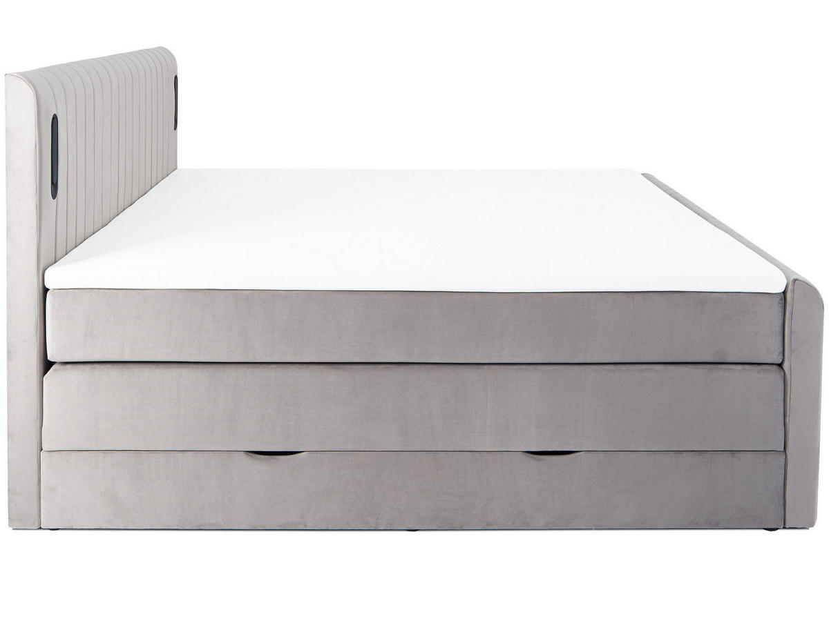BOXSPRINGBETT FLY hellgrau 180/200 cm H3/H4 Samt - Hellgrau, Textil (180/200cm) - wonello