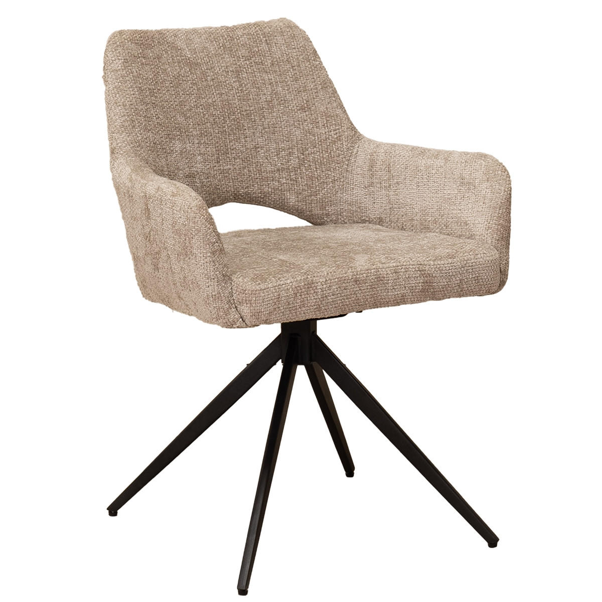 ESSZIMMERSTUHL 2er Set drehbar aus Stoff, beige - Beige/Schwarz, Textil/Metall (62/80/60cm) - Giga Meubel