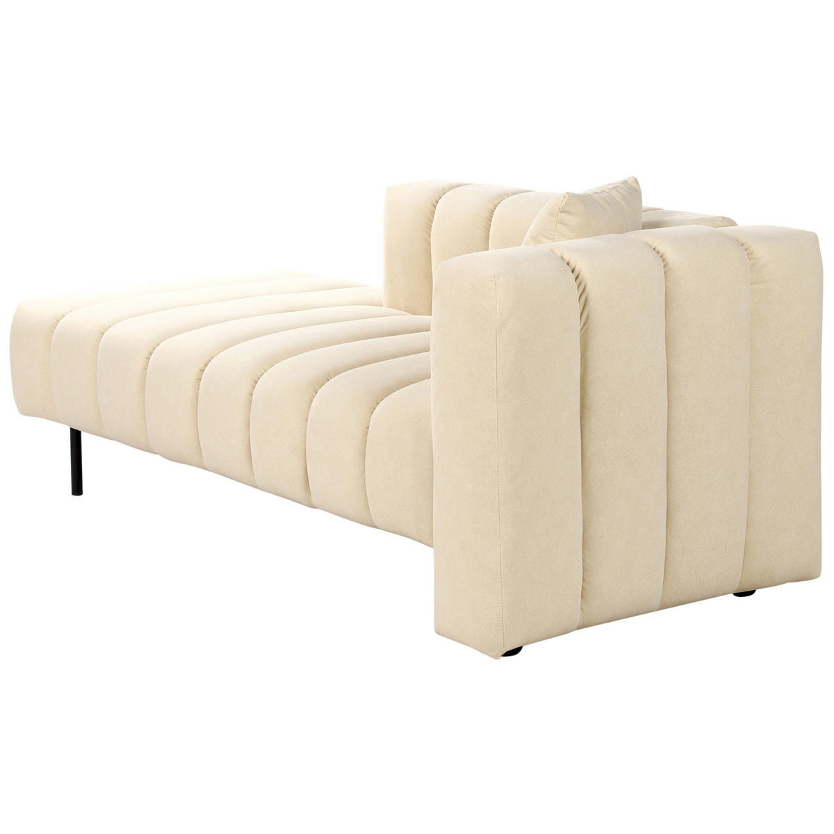 CHAISELONGUE Samtstoff beige rechtsseitig Lannils - Beige/Schwarz, Textil (156/67/76cm) - Beliani