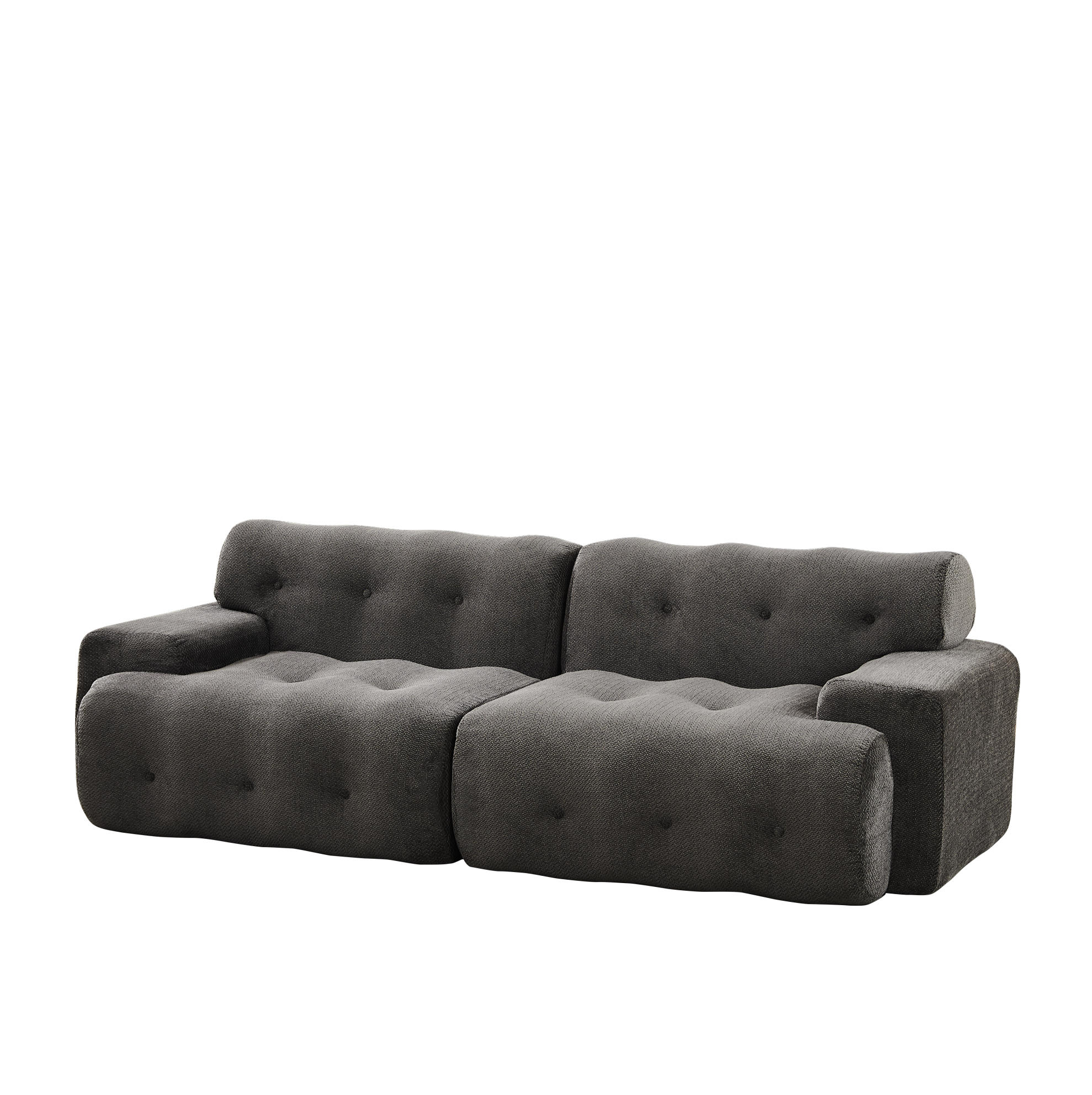 2-SITZER 224/104/66 cm Grau aus Chenille mit knopfgesteppter Polsterung - Grau, Textil (104/66/224cm) - OKMYHOME