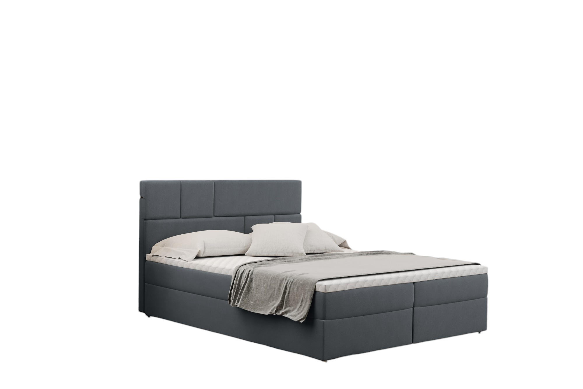 BOXBETT Mit Bettkasten Und Matratze BALI Stoff Mat Velvet Grau 120x200 cm H2-Pocket - Grau, Holz/Holzwerkstoff (120/200cm) - Kaiser Möbel