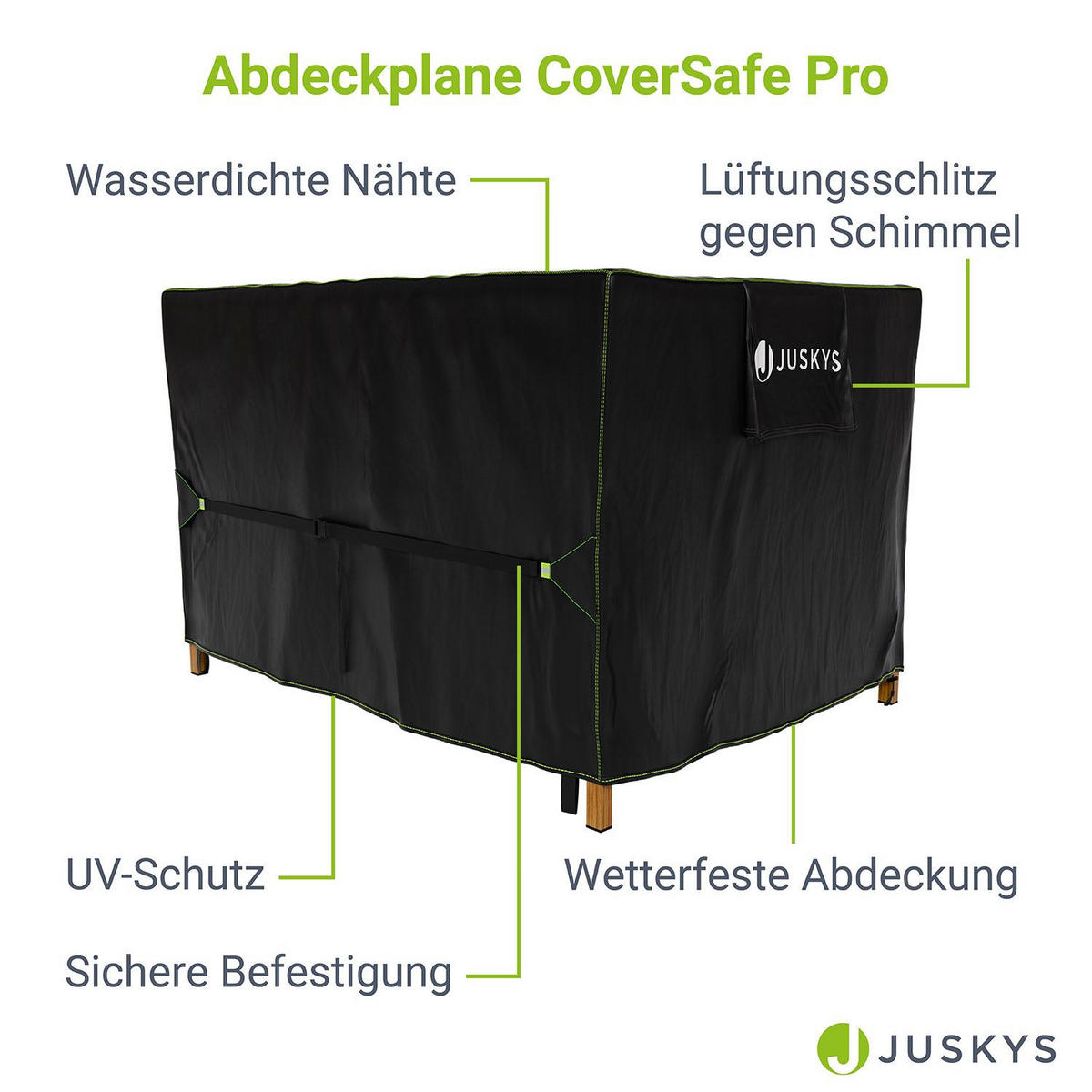 GARTENMÖBELABDECKUNG CoverSafe Pro schwarz - Schwarz, Kunststoff (90/75/120cm) - Juskys