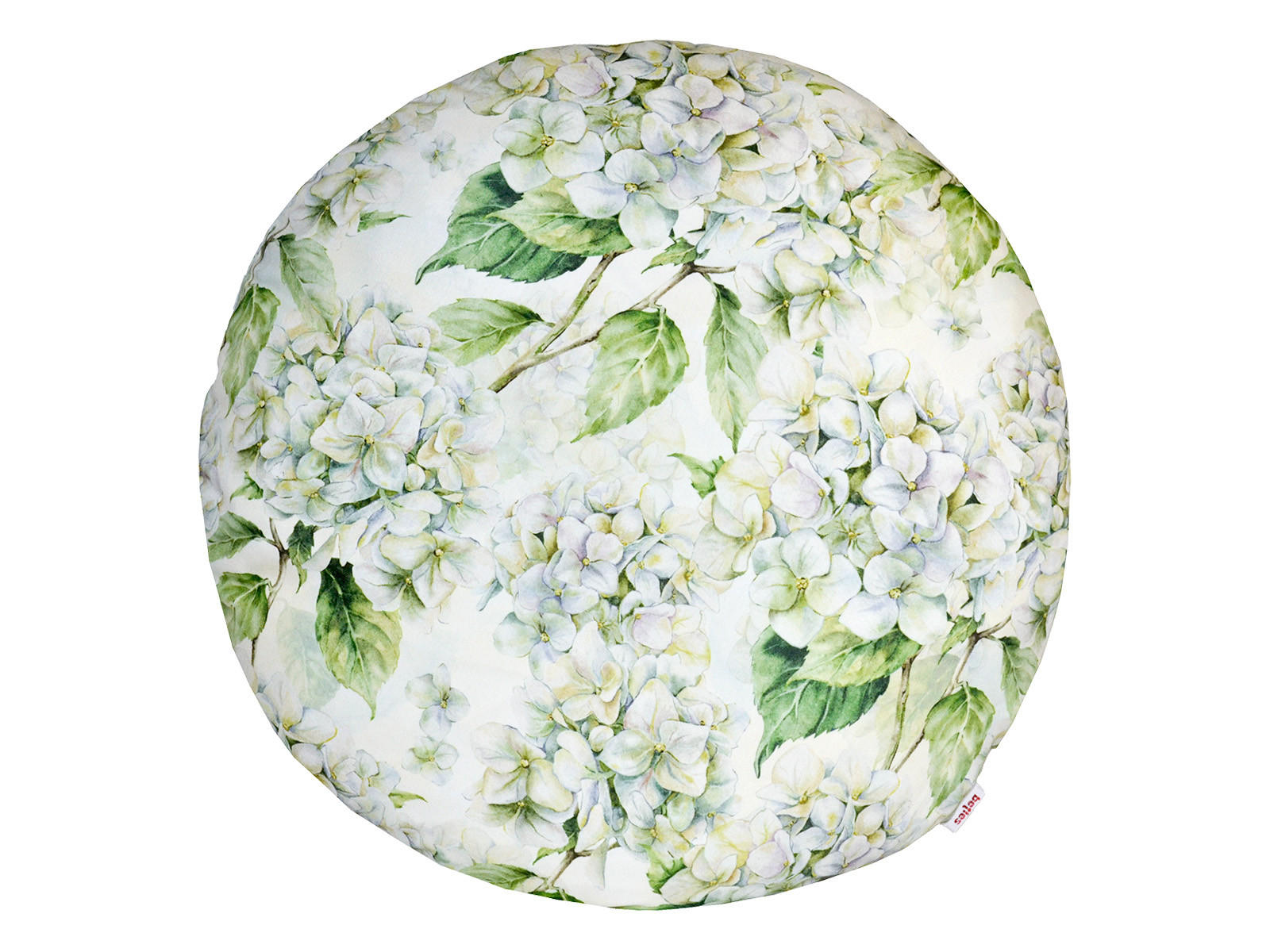 KISSENHÜLLE Rund Landlust-Hortensie weiß 50 cm Ø - Weiß/Grün, Textil (50/50cm) - beties Heimtextil