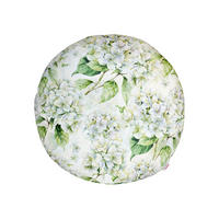 KISSENHÜLLE Rund Landlust-Hortensie weiß 50 cm Ø - Weiß/Grün, Textil (50/50cm) - beties Heimtextil