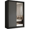 SCHWEBETÜRENSCHRANK Cabinio Schwarz Weiß 150/216/61 cm – mit Spiegel und Lamellen - Schwarz/Weiß, Holzwerkstoff/Kunststoff (150/216/61cm) - AX Living