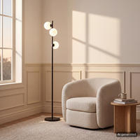 STEHLEUCHTE - Metall - Schwarz, Glas/Metall (28/28/153cm) - home24