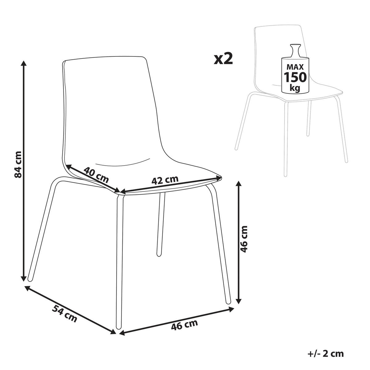 ESSZIMMERSTÜHLEN 2er-Set Kunststoff Transparent Silerton - Transparent, Kunststoff/Metall (46/84/54cm) - Beliani